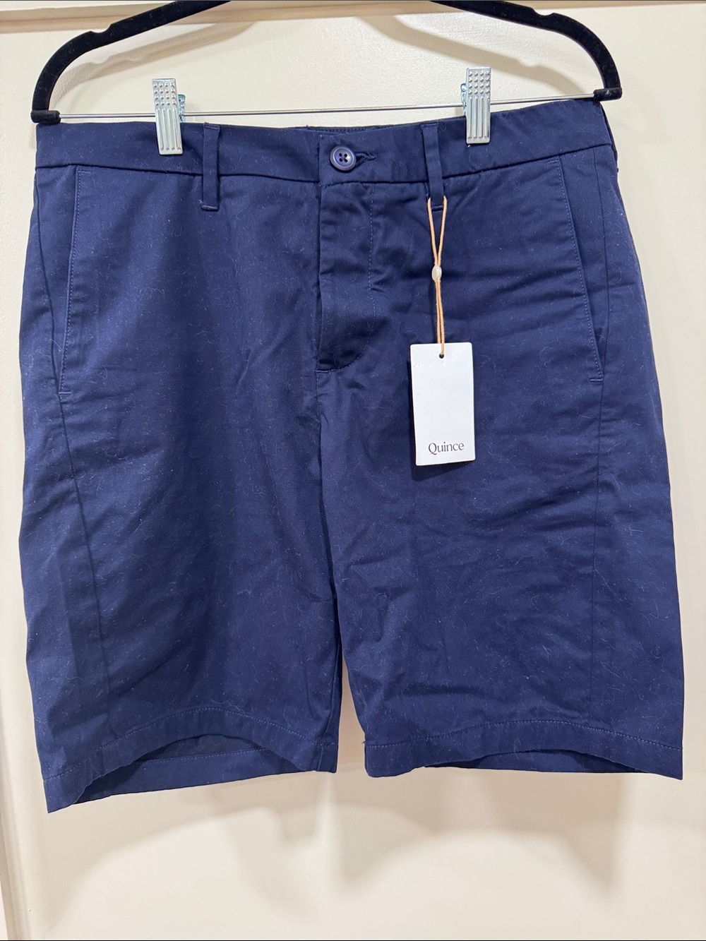Quince Organic Cotton Men's Navy Flat-Front Chino Shorts NWT